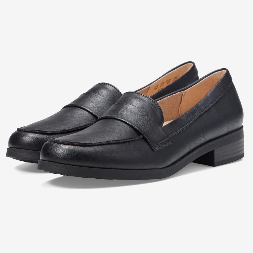 Classic Black Leather Penny Loafers for Women